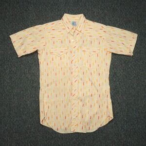 VINTAGE Levis Shirt Mens Small 15 Peach Pearl Snap Western Short Sleeve 60s 70s